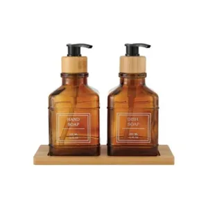 AMBER 2 Lİ BAMBU TEPSİLİ SIVI SABUNLUK
